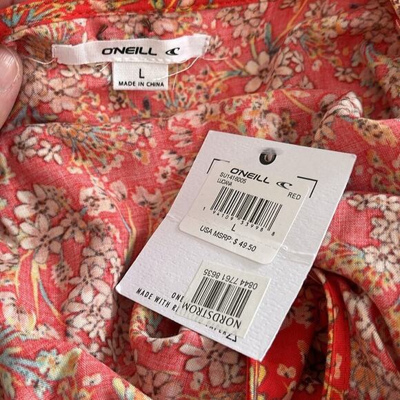 O'Neill Orange Floral Mini Dress Size L NWT - Picture 4 of 5